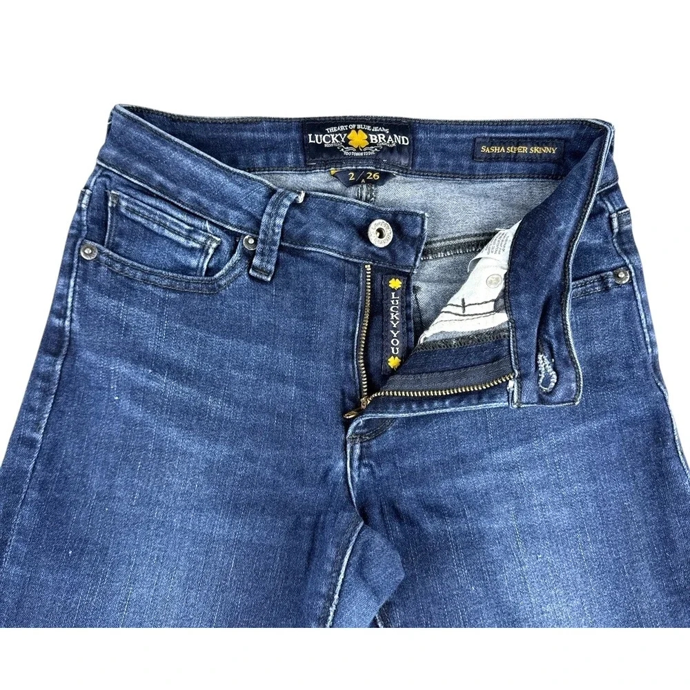 Lucy Brand Sasha Super Skinny Jeans - Dark Wash, Mid-Rise Stretch Denim, 2/26 - Picture 1 of 16